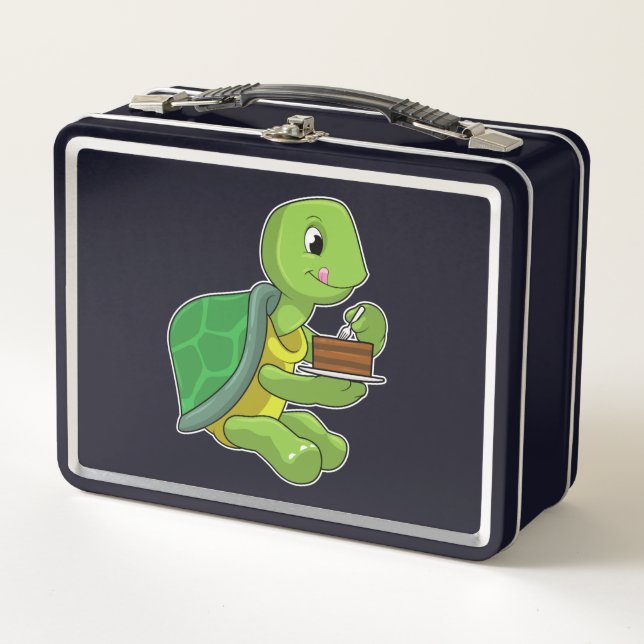Turtle with Cake Metal Lunch Box (Front)