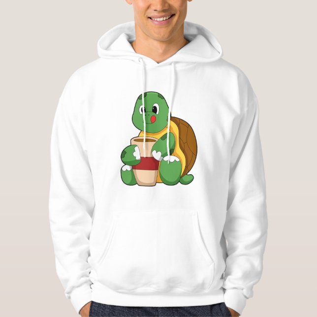 Turtle with Cup of Coffee Hoodie (Front)