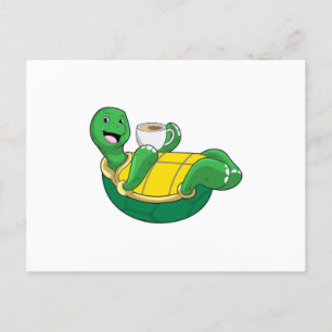 Turtle with Cup of Coffee Postcard