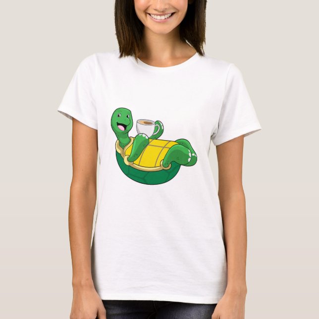 Turtle with Cup of Coffee T-Shirt (Front)