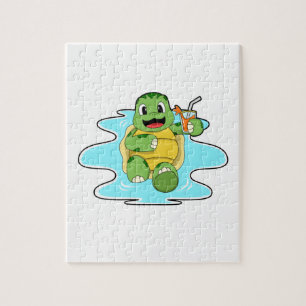 Turtle with Drink in Water Jigsaw Puzzle