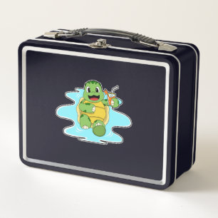 Turtle with Drink in Water Metal Lunch Box