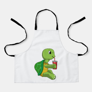 Turtle with Drinking mug with Straw Apron