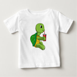 Turtle with Drinking mug with Straw Baby T-Shirt