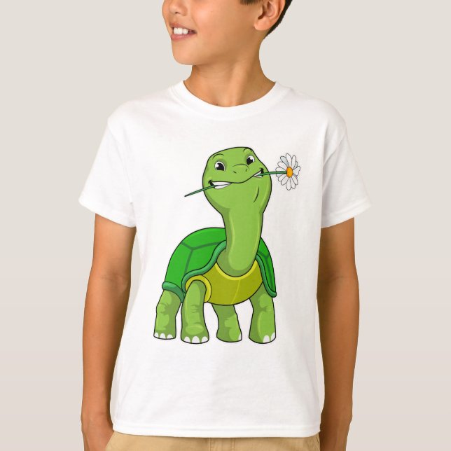 Turtle with Flower Daisy T-Shirt (Front)