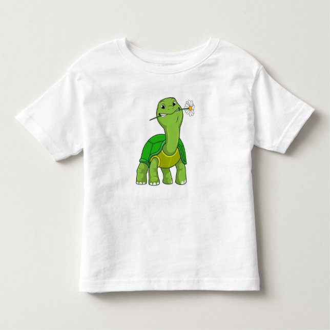 Turtle with Flower Daisy Toddler T-Shirt (Front)