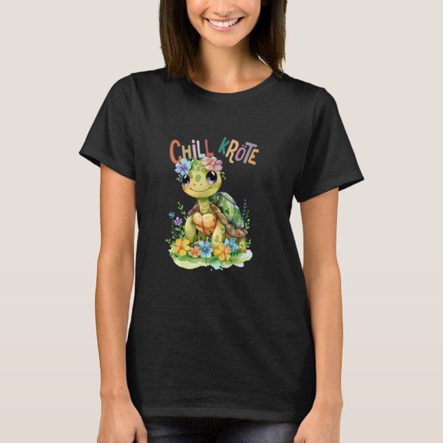 turtle with flowers cute turtles shielded animal b T-Shirt (Front)