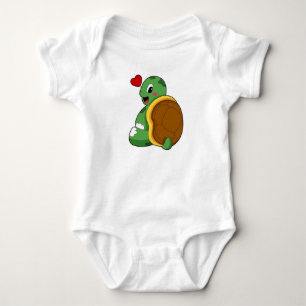 Turtle with Heart Baby Bodysuit