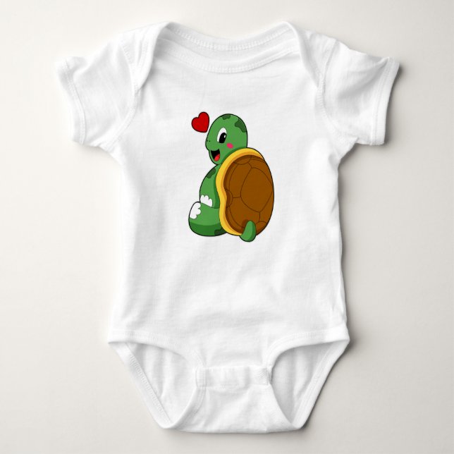 Turtle with Heart Baby Bodysuit (Front)