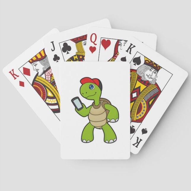 Turtle with Phone & Hat Playing Cards (Back)