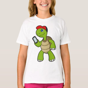 Turtle with Phone & Hat T-Shirt