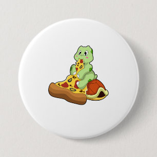 Turtle with Pizza 7.5 Cm Round Badge