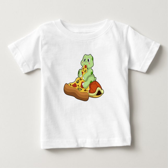 Turtle with Pizza Baby T-Shirt (Front)