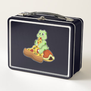 Turtle with Pizza Metal Lunch Box