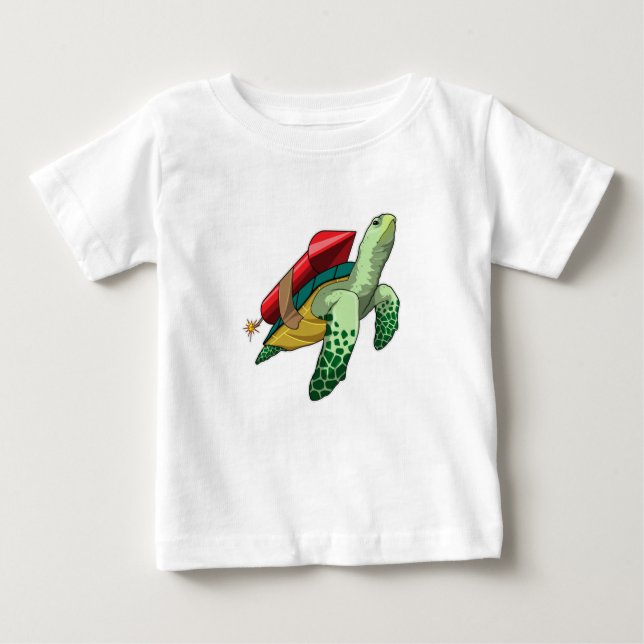 Turtle with Rocket Baby T-Shirt (Front)
