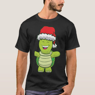 Turtle With Santa Hat Cute Turtle Christmas T-Shirt