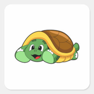 Turtle with Shell as Blanket Square Sticker