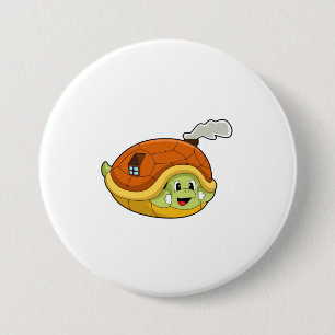 Turtle with Shell as House 7.5 Cm Round Badge