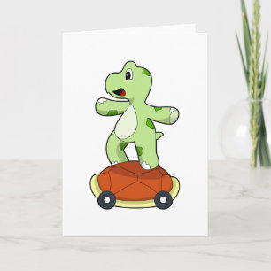 Turtle with Shell as Skateboard Card