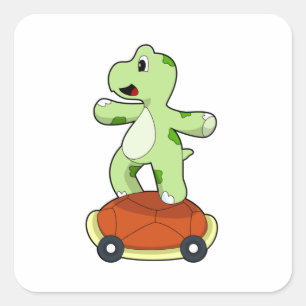 Turtle with Shell as Skateboard Square Sticker
