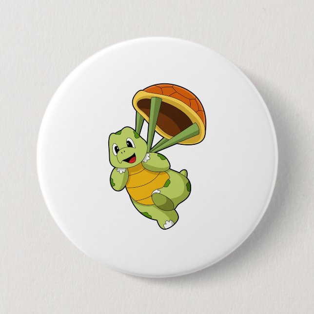 Turtle with Shell as Skydiver 7.5 Cm Round Badge (Front)