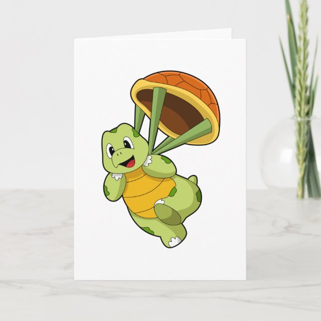 Turtle with Shell as Skydiver Card (Front)