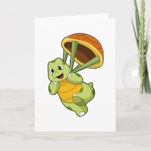 Turtle with Shell as Skydiver Card