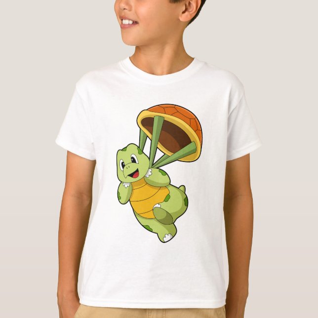 Turtle with Shell as Skydiver T-Shirt (Front)