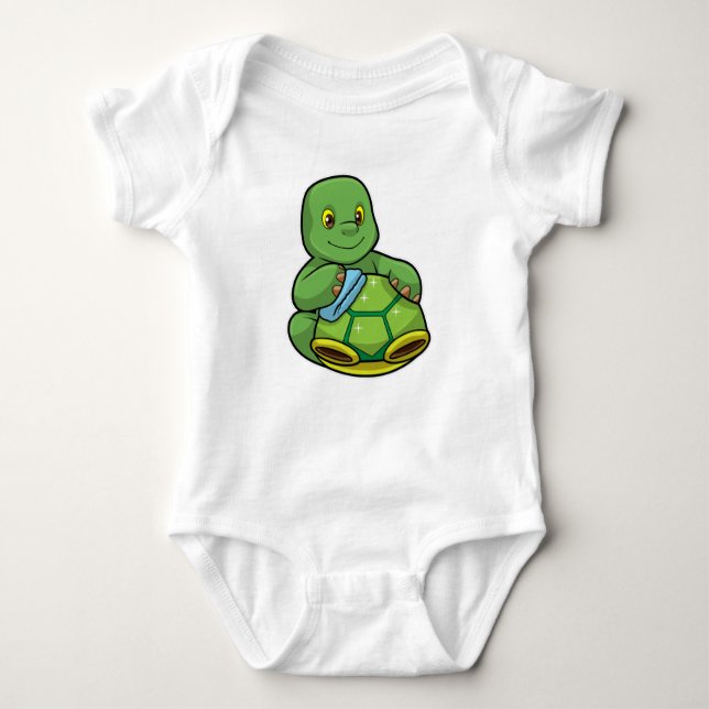 Turtle with Shell & Cleaning rag Baby Bodysuit (Front)