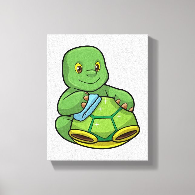 Turtle with Shell & Cleaning rag Canvas Print (Front)