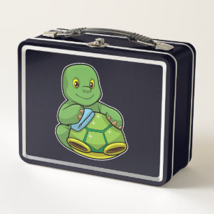 Turtle with Shell & Cleaning rag Metal Lunch Box