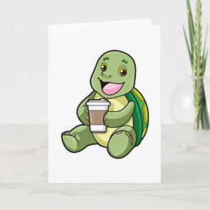 Turtle with Shell & Coffee to go Card
