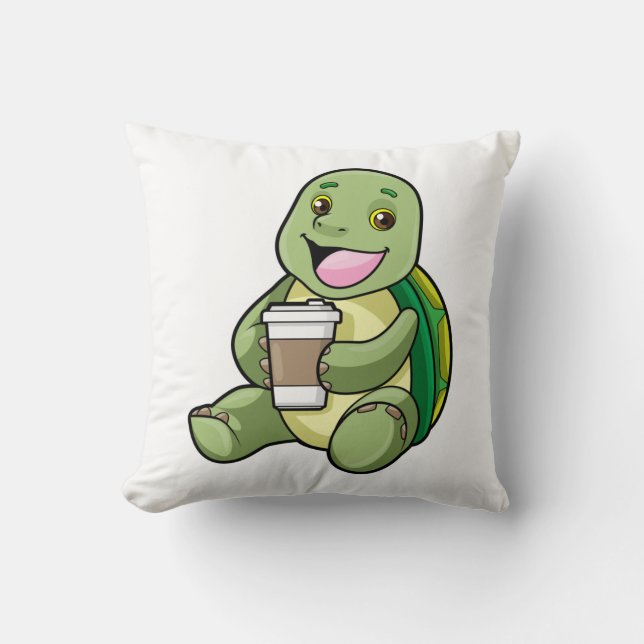 Turtle with Shell & Coffee to go Cushion (Front)