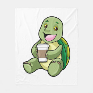 Turtle with Shell & Coffee to go Fleece Blanket