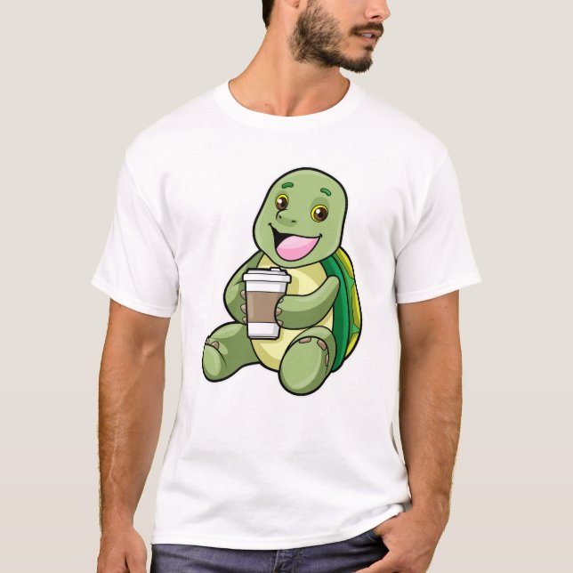 Turtle with Shell & Coffee to go T-Shirt (Front)