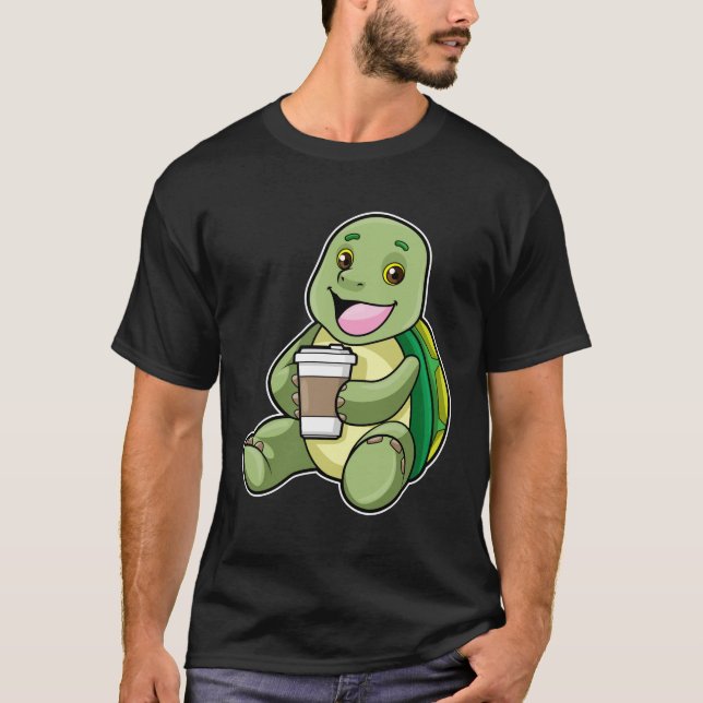 Turtle with Shell & Coffee to go T-Shirt (Front)