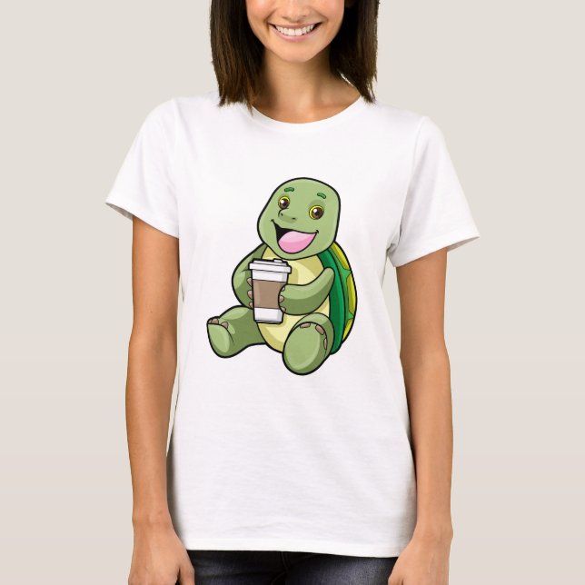 Turtle with Shell & Coffee to go T-Shirt (Front)