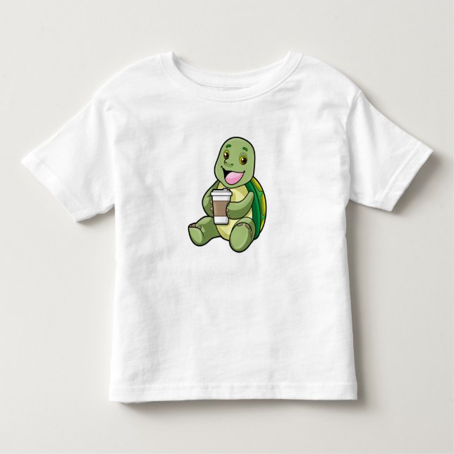 Turtle with Shell & Coffee to go Toddler T-Shirt (Front)