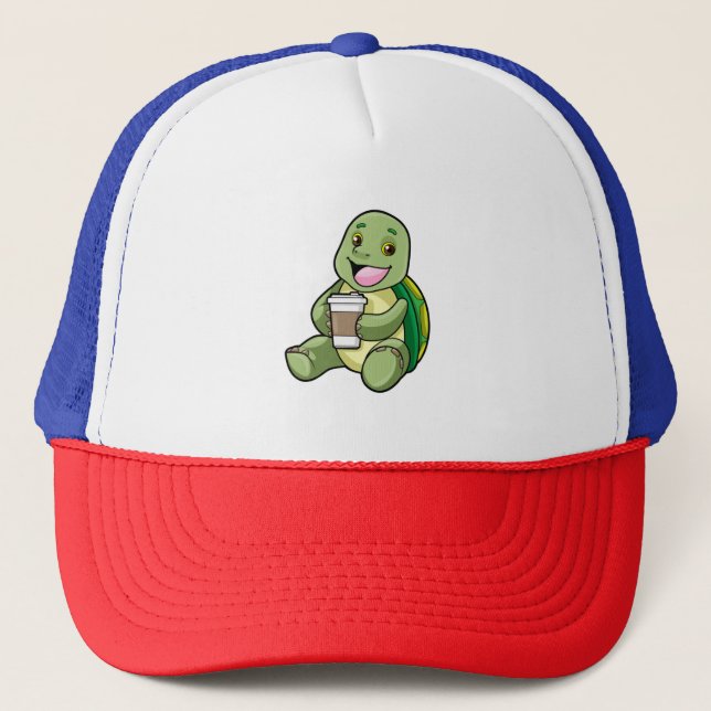 Turtle with Shell & Coffee to go Trucker Hat (Front)
