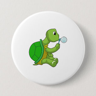 Turtle with Soap bubbles 7.5 Cm Round Badge