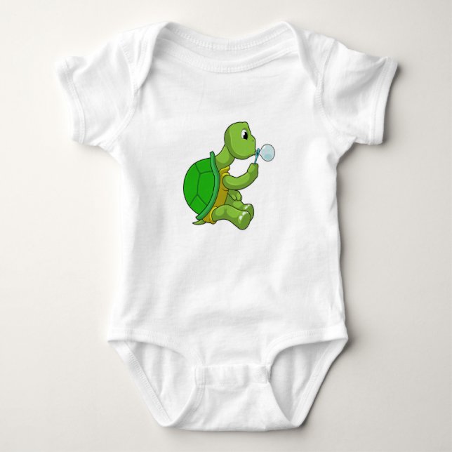 Turtle with Soap bubbles Baby Bodysuit (Front)