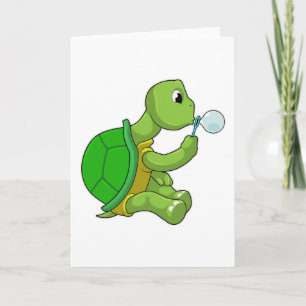 Turtle with Soap bubbles Card