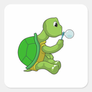 Turtle with Soap bubbles Square Sticker