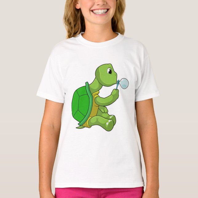 Turtle with Soap bubbles T-Shirt (Front)