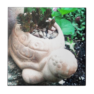 Turtle with Succulents Ceramic Tile