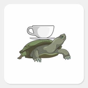 Turtle with Teacup Square Sticker