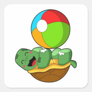 Turtle with Water polo Square Sticker