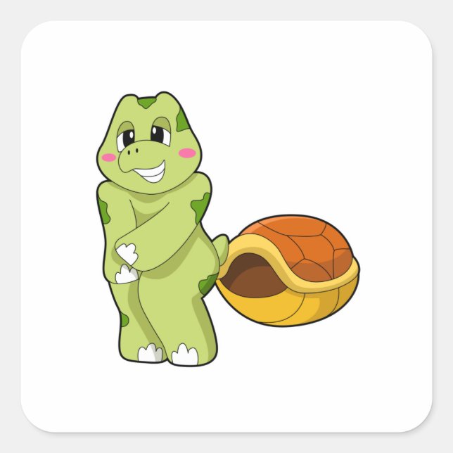 Turtle without Shell Shy.PNG Square Sticker (Front)
