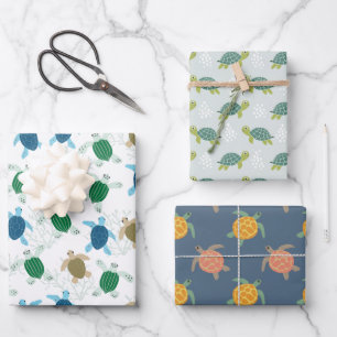 Turtle Wrapping Paper, Marine Animal Gift Wrap