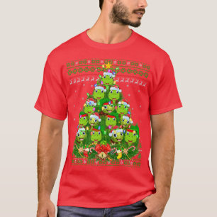 Turtle Xmas Lighting Tree Santa Turtle Ugly Christ T-Shirt